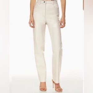 Aritzia Wilfred Melina Wide Leg High Waisted White Pleather Pants Size 0